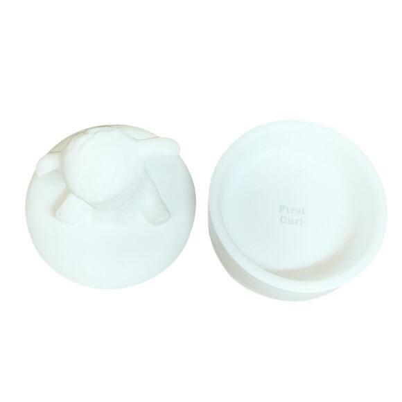 Hallmark Keepsake First Tooth & Curl Set Ceramic Little Lamb Trinket Boxes 2.5" - Picture 8 of 13